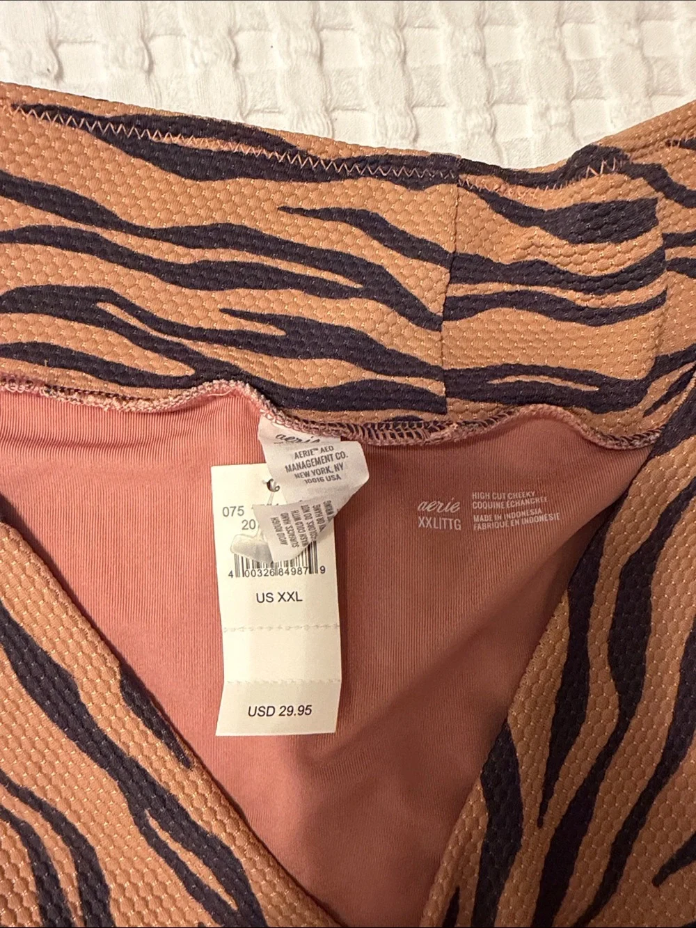 aerie Tiger Stripe High-Waist Bikini Bottom - Tan & Black